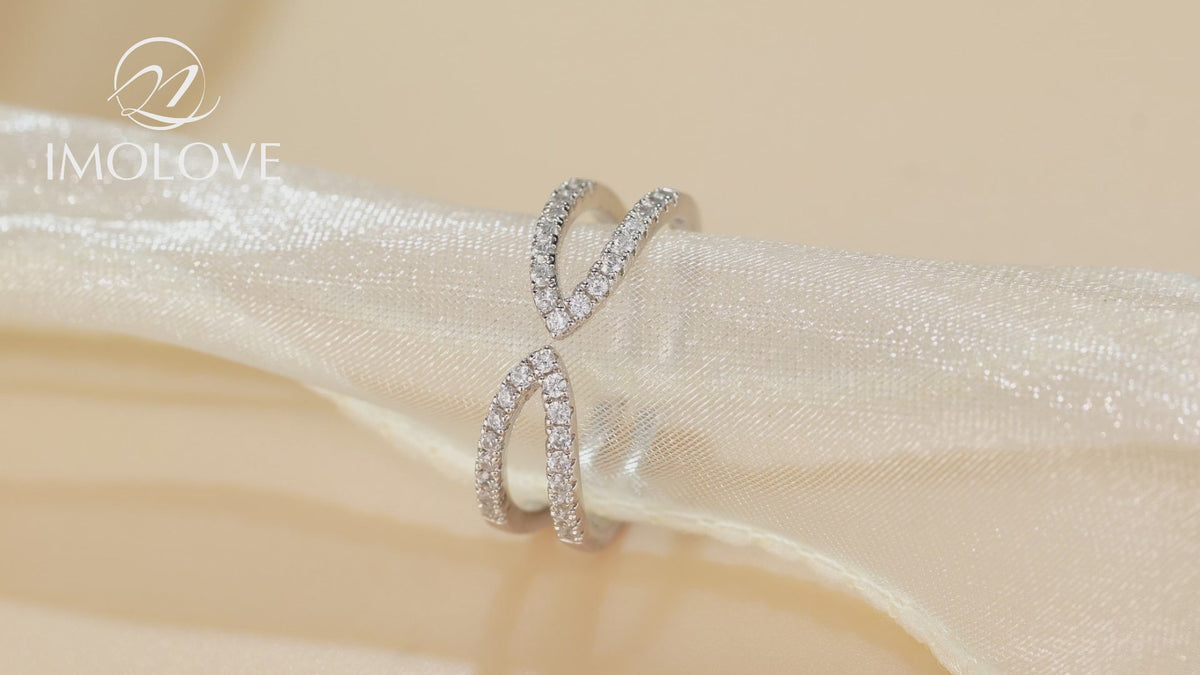 Moissanite Adjustable Double Eternity Wedding Band for Women