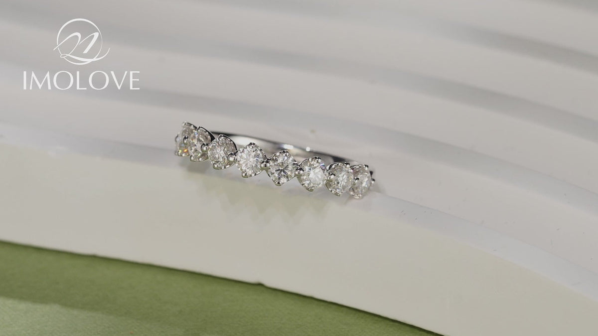 Moissanite 9 Round Stone Women's Eternity Stackable Rings