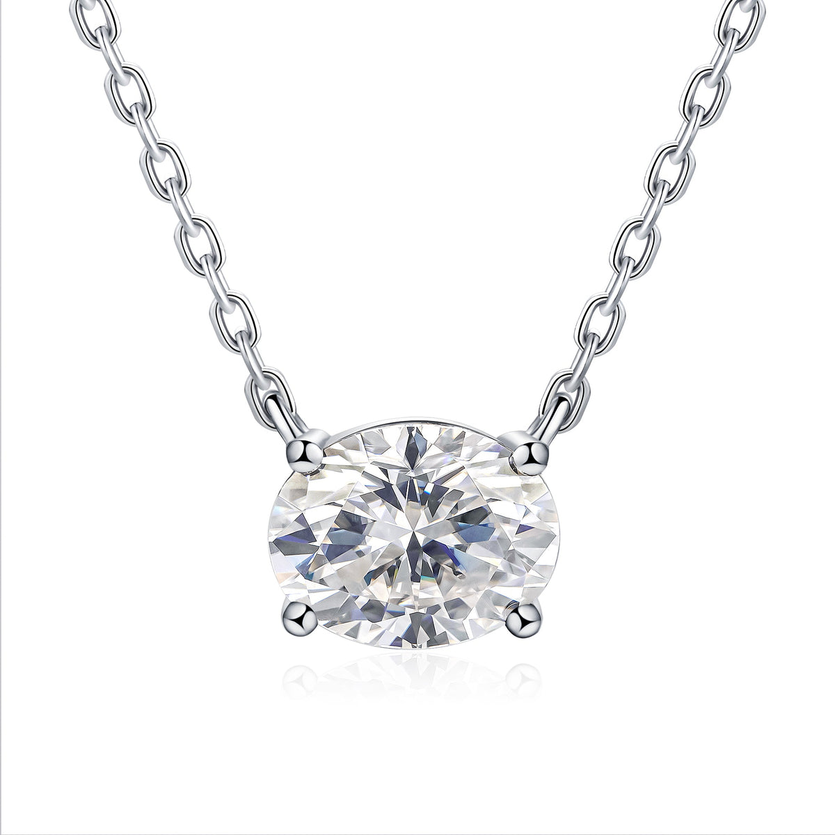 BLISSPAVILION 2CT Oval Moissanite Solitaire Pendant Necklaces for Women