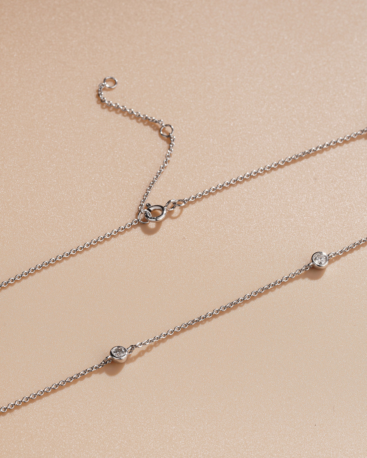 Moissanite Station Necklaces for Women Sterling Silver Dainty Bezel Set Stones 3.0MM