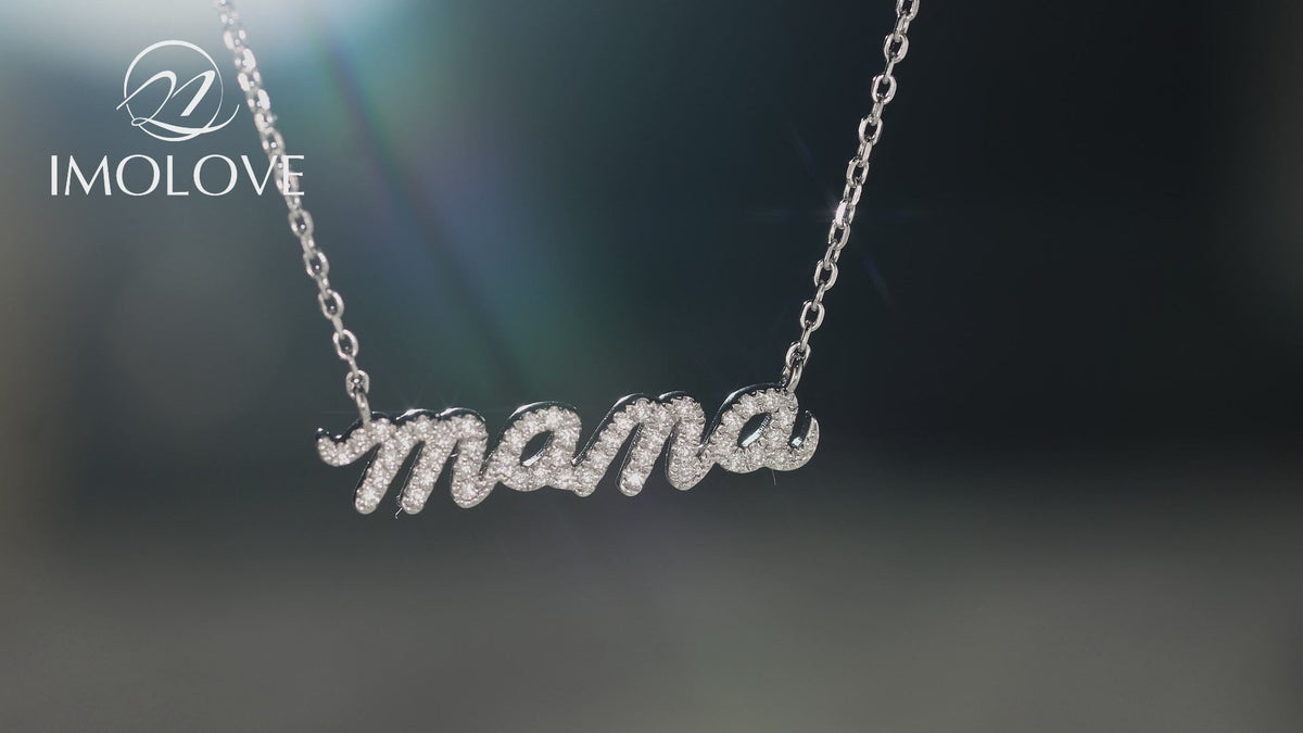 Moissanite Mama Necklace for Women ¨C Sparkling ¡°MAMA¡± Pendant Gift for Mom