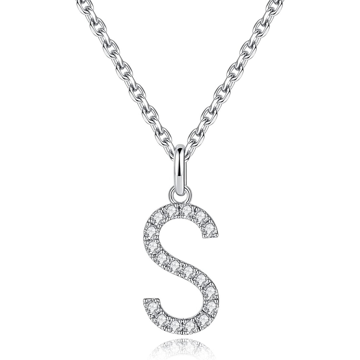 Moissanite A Initial Letter Pendant Necklace for