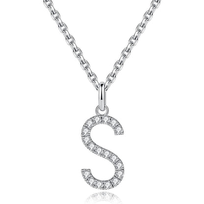 Moissanite A Initial Letter Pendant Necklace for
