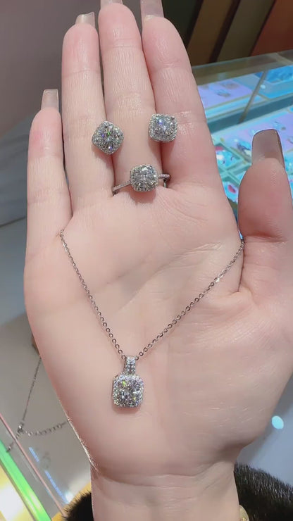Moissanite Necklace, Earrings & Ring — Sold Separately or as a Set