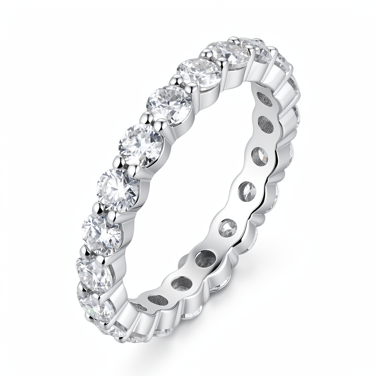 Moissanite Full Eternity Ring for Women in 925 Sterling Silver 3mm